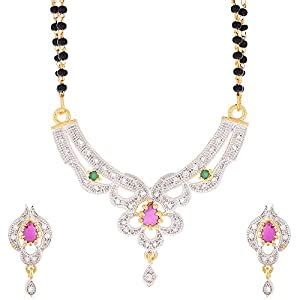 Buy Sitashi 18 K Gold Plated Alloy and American Diamond Leaf Design ...