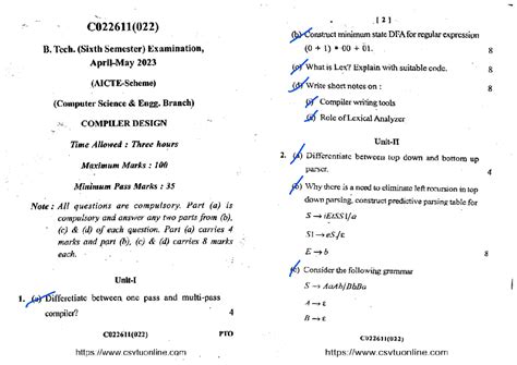CD Paper-1 - Please Read - C022611(022) (b) Construct minimum state DFA ...
