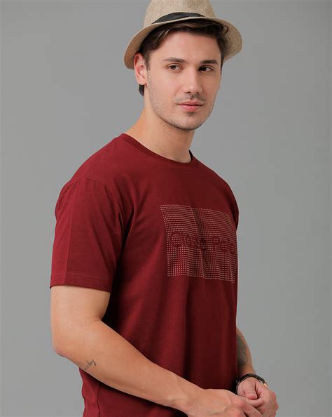 Classic Polo Men's Cotton Half Sleeve Printed Slim Fit Round Neck Marr