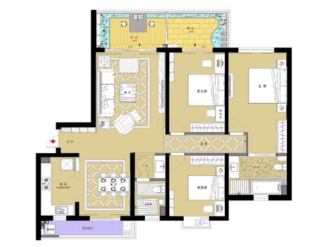 简欧100平米三居室方案2：平面布置图 局部参考图_中小户型太平洋家居网