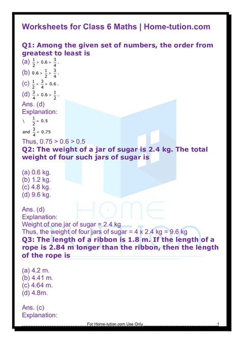Extra Questions & Solutions For Chapter 8 Decimals | Class 6 Maths