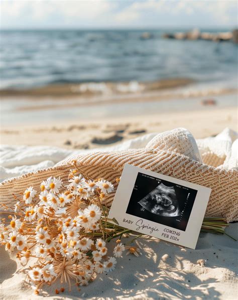 Beach Pregnancy Announcement Digital Summer Pregnancy Announcement ...