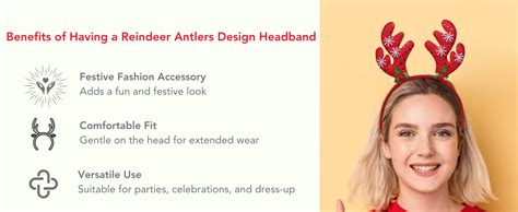 eCraftIndia Red Christmas Headband Glitter Reindeer Antlers Design Hair ...