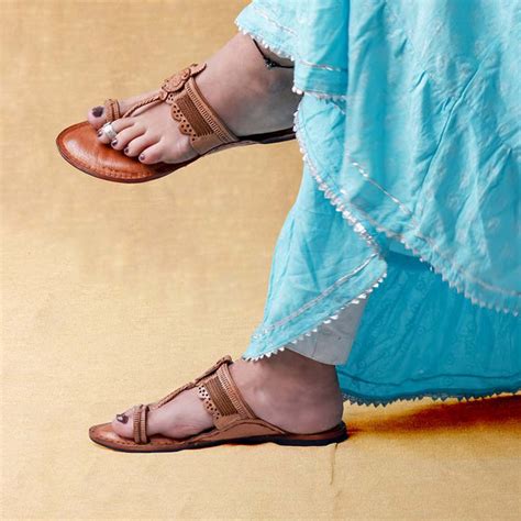 Glimmering Fusion – Women’s Heritage Kolhapuri Chappal with Shine ...