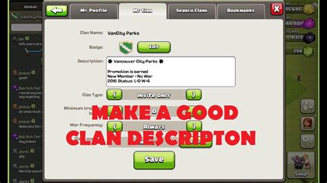 CoC Clan Description Line Break - YouTube