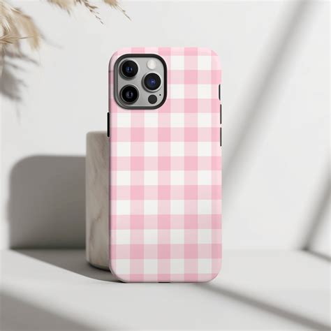 Pink Gingham Phone Case Preppy for iPhone 16 15 Plus 14 Pro Max 12 13 ...