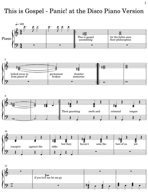 This is Gospel - Panic! at the Disco Piano Version - Sheet music for Piano