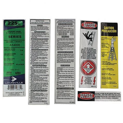 LOUISVILLE LADDER, For Stepladders, 7 Labels, Ladder Label Kit - 42DV57 ...