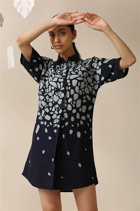 Okhai 'Stone Walk' Pure Cotton Applique Work Shirt Dress – Okhaistore