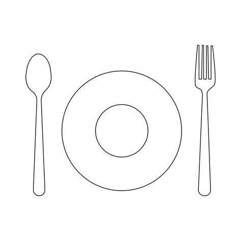 Premium Vector | Vector Spoon fork with plate continuous one line ...