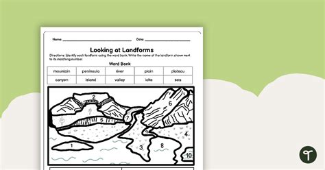 Landforms Worksheet 的图像结果