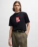 Buy HUGO Travel-Tag Artwork Relaxed Fit Cotton T-Shirt | Black Color ...