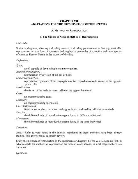 Chapter VII- Adaptations FOR THE Preservation OF THE Species - CHAPTER ...