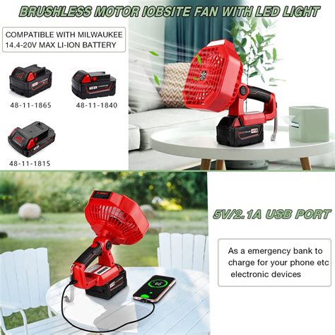 Buy WaxPar For Milwaukee Fan Cordless Jobsite Fan, USB Floor Fan Tent ...