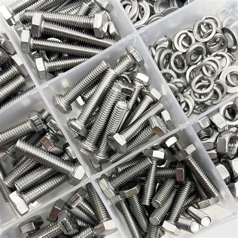 240pcs Stainless Steel Hex Head Bolt & Nut Assortment Kit - M4 M5 X ...