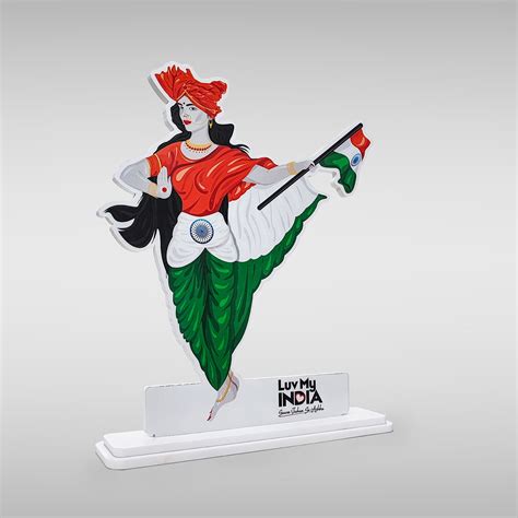 Bharat Mata Themed Showpiece | Luv My India 8x7 Inch Patriotic Acrylic