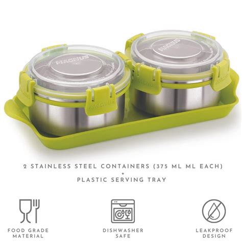 Magnus Klip Lock Trendy 2 Stainless Steel Gifting Containers (750 ml ...