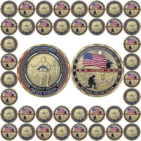 Amazon.com : 42 Pcs Veterans Challenge Coin Bulk - Double-Sided ...