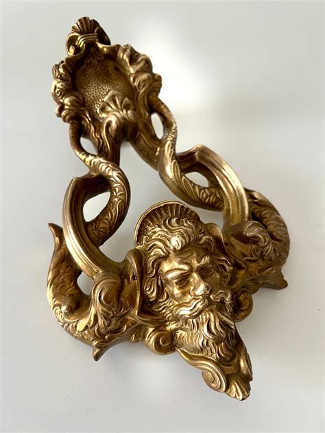 Solid Brass Spanish Door Knocker with Zeus and Dolphins Intertwined at ...