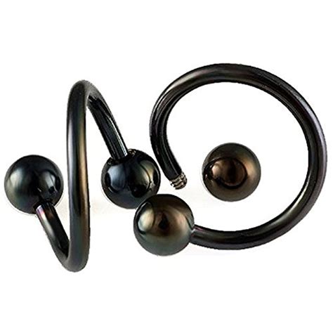 Buy 14 Gauge ~ 1mm Black Circular Twisted Ear Barbell Lip Helix Tragus ...