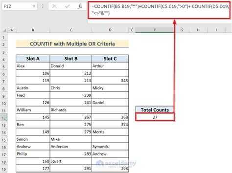 Countif Multiple Columns in Excel 的图像结果