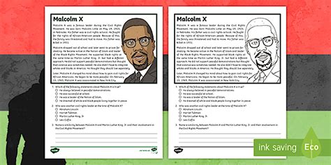 Fourth Grade Malcolm X Reading Comprehension | Black History | Twinkl USA