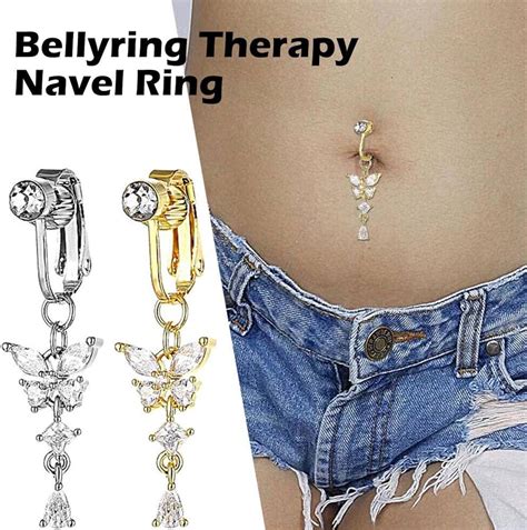 Buy Dangle Belly Button Ring for Women,Butterfly Stainless Steel Belly ...