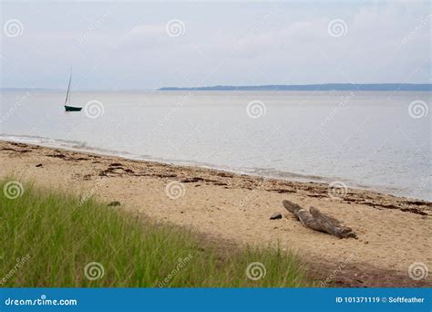 Lone Sailboat Gardiners Bay the Hamptons Long Island New York Stock ...