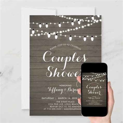Rustic Wood Couples Wedding Shower Invitation | Zazzle | Couples ...