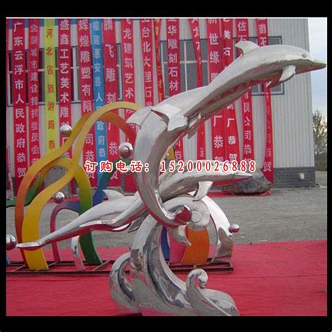 大型不锈钢海豚雕塑-雕塑风