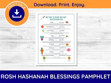 Printable Rosh Hashanah Blessings Pamphlet for Kids, Rosh Hashanah Kids ...