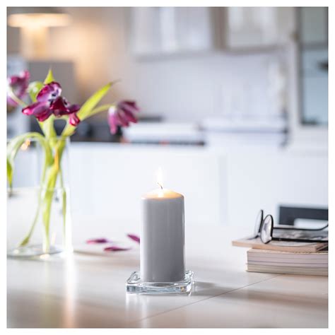 DAGLIGEN unscented pillar candle light grey 14 cm | IKEA Lietuva
