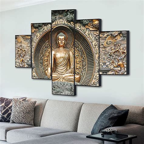 Crarts Decor Set Of Five Wooden Framed Wall Paintings for Living Room ...