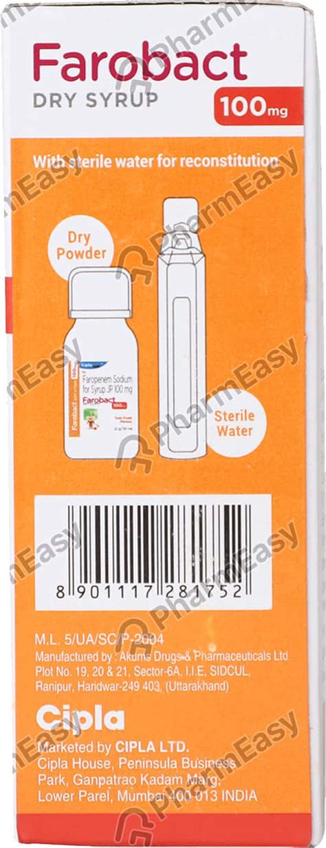 Buy Farobact 100 MG/5ML Dry Syrup (30) Online at Flat 15% OFF | PharmEasy