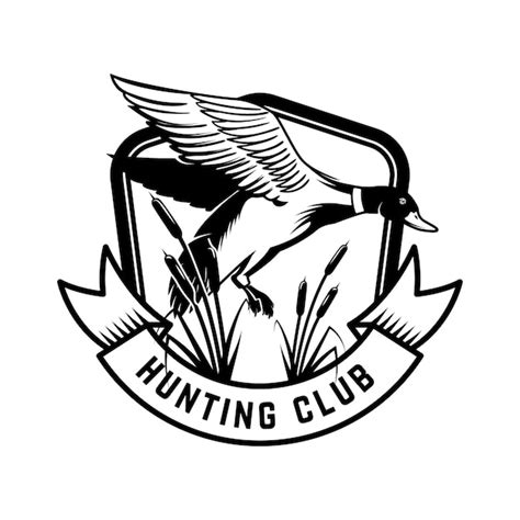 Hunting club emblem template with wild duck design element for poster ...