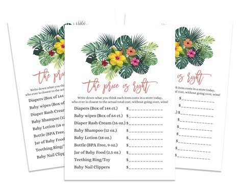 Buy Inkdotpot The Price is Right Baby Shower Game - Girl Baby Shower ...