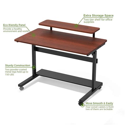 Eureka Ergonomic Mobil Standing Desk 41 Inch, Lockable Home Office ...