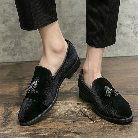 Men's Green Velvet Loafers with Tassel Detail – Elegant Slip-On Shoes ...