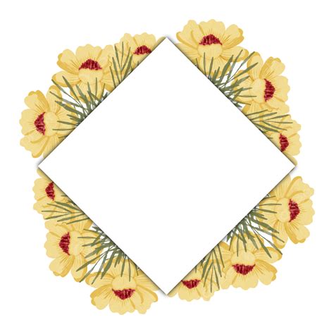 Marco Geométrico Decorativo Flores Amarillas PNG , Marco, Flor ...
