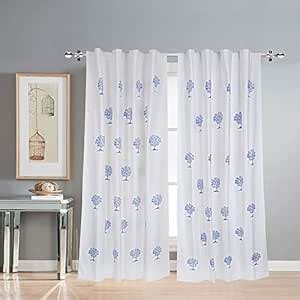 Buy LINENWALAS Cotton Curtains Set of 2, Canvas Long Door Curtains for ...