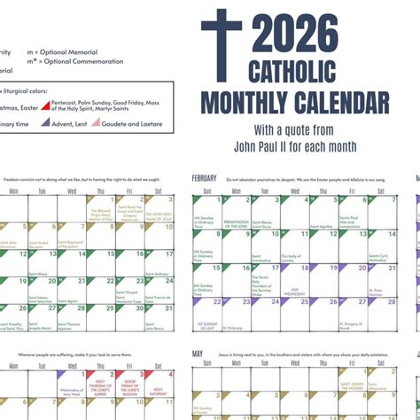 Catholic Holy Day Calendar 2026