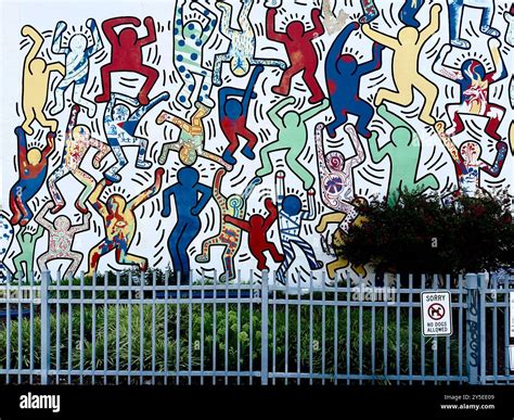 We the Youth public art mural by artist Keith Haring on a wall in the ...