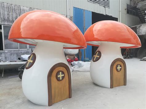 蘑菇玻璃钢景观广场雕塑_玻璃钢雕塑 - 深圳市巧工坊工艺饰品有限公司