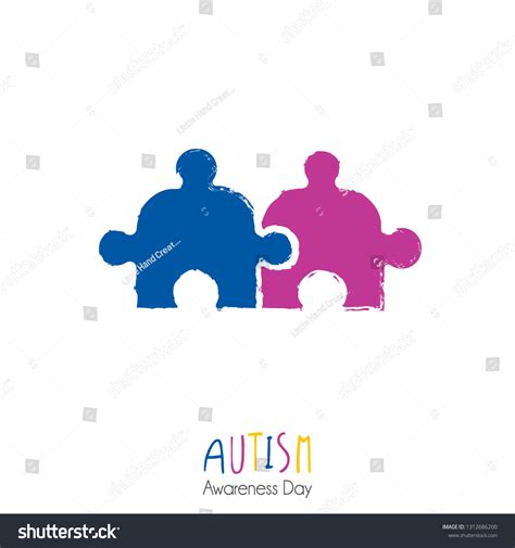 Autism Logo Brush Style Two Puzzle Stock Vector (Royalty Free ...