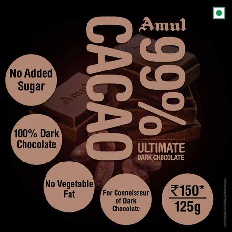 Buy Amul 99% Cacao Chocolate, 125g (Pack of 2) Online at desertcart INDIA