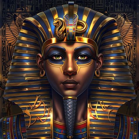 Egyptian pharaoh in majestic hyperrealistic illustration a regal gaze ...