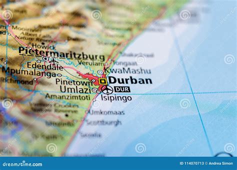 Durban on map stock image. Image of african, explore - 114070713