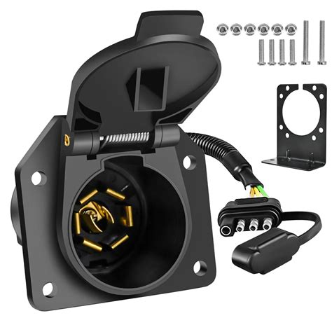 Snapklik.com : KTIPERN 4 Pin To 7 Pin Trailer Adapter, 7 Pin Round To 4 Pin Flat Trailer Plug ...