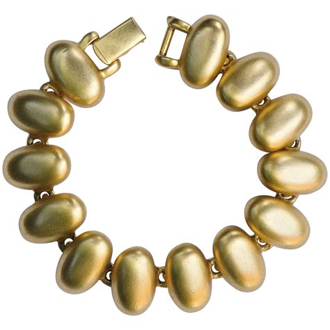 Monet Brushed Gold Plated Oval Link Bracelet circa 1980s at 1stDibs ...