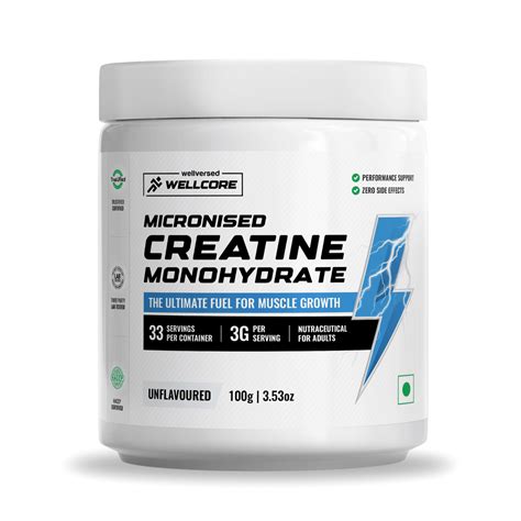 Wellcore - Micronised Creatine Monohydrate (100g, 33 Servings) | 100% ...